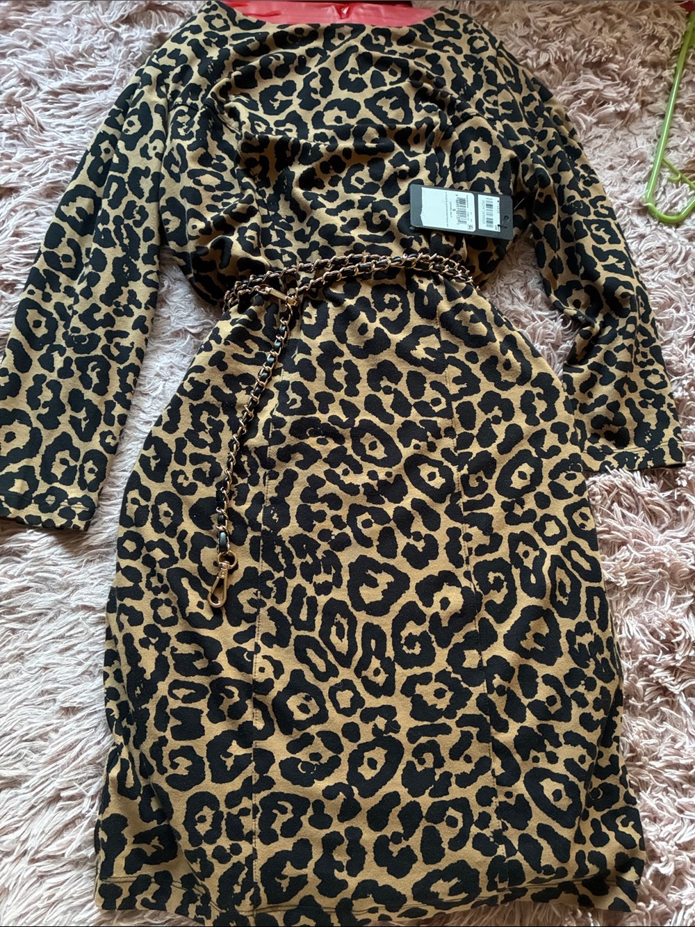 GUESS NWT Leopard Animal Print Cutout Black Body con Dress Size S